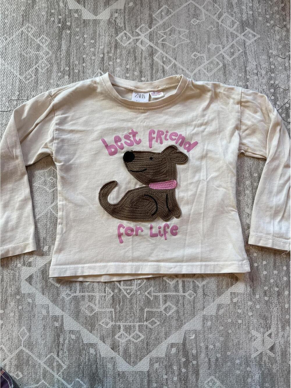 ZARA Toddler Long Sleeve Shirt with Dog Graphic - Size 3-4 Years